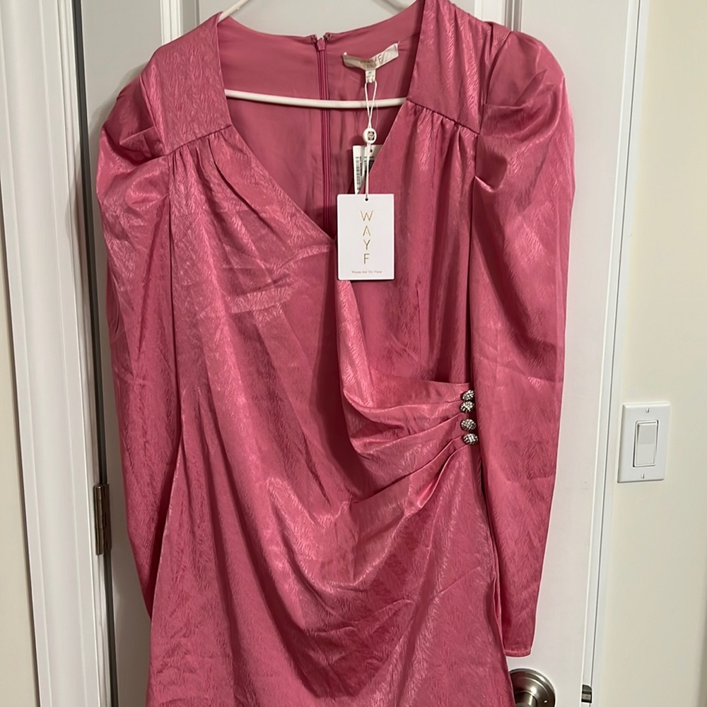 NWT Waye pink puff sleeves dress